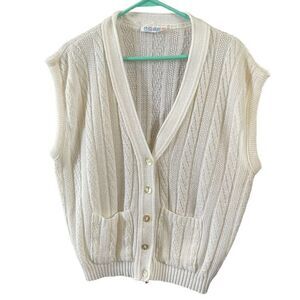 Vintage Rose size L made in USA button front sweater vest.